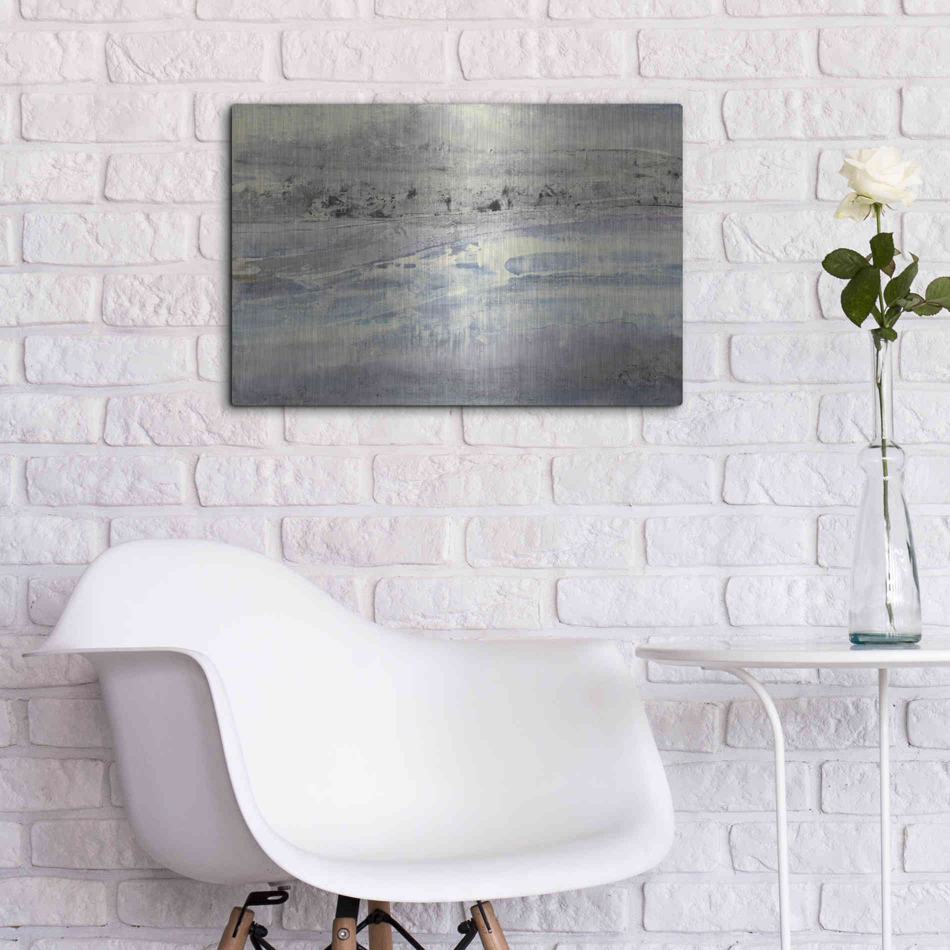Luxe Metal Art 'Silver Horizon' by Albena Hristova, Metal Wall Art,24x16