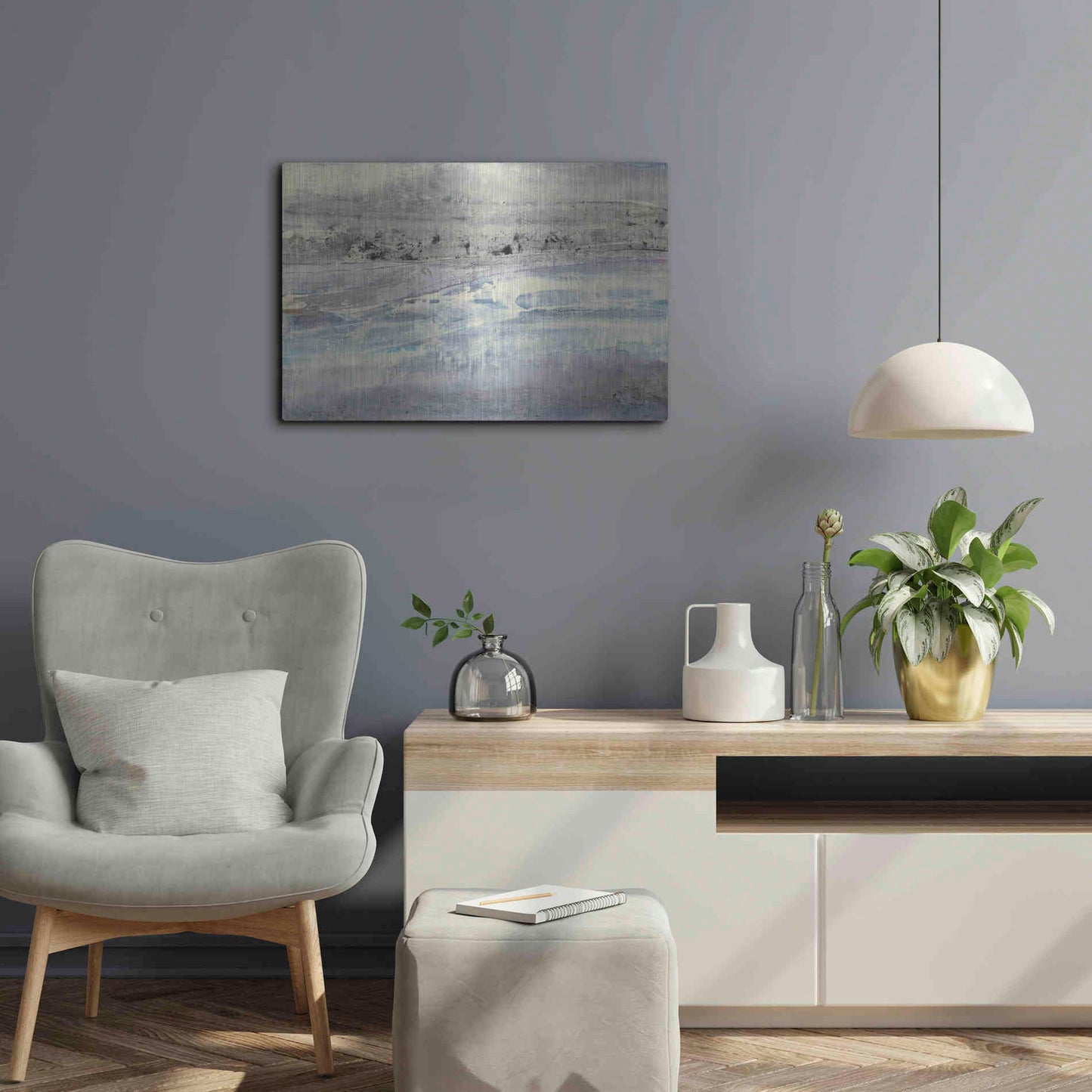 Luxe Metal Art 'Silver Horizon' by Albena Hristova, Metal Wall Art,24x16