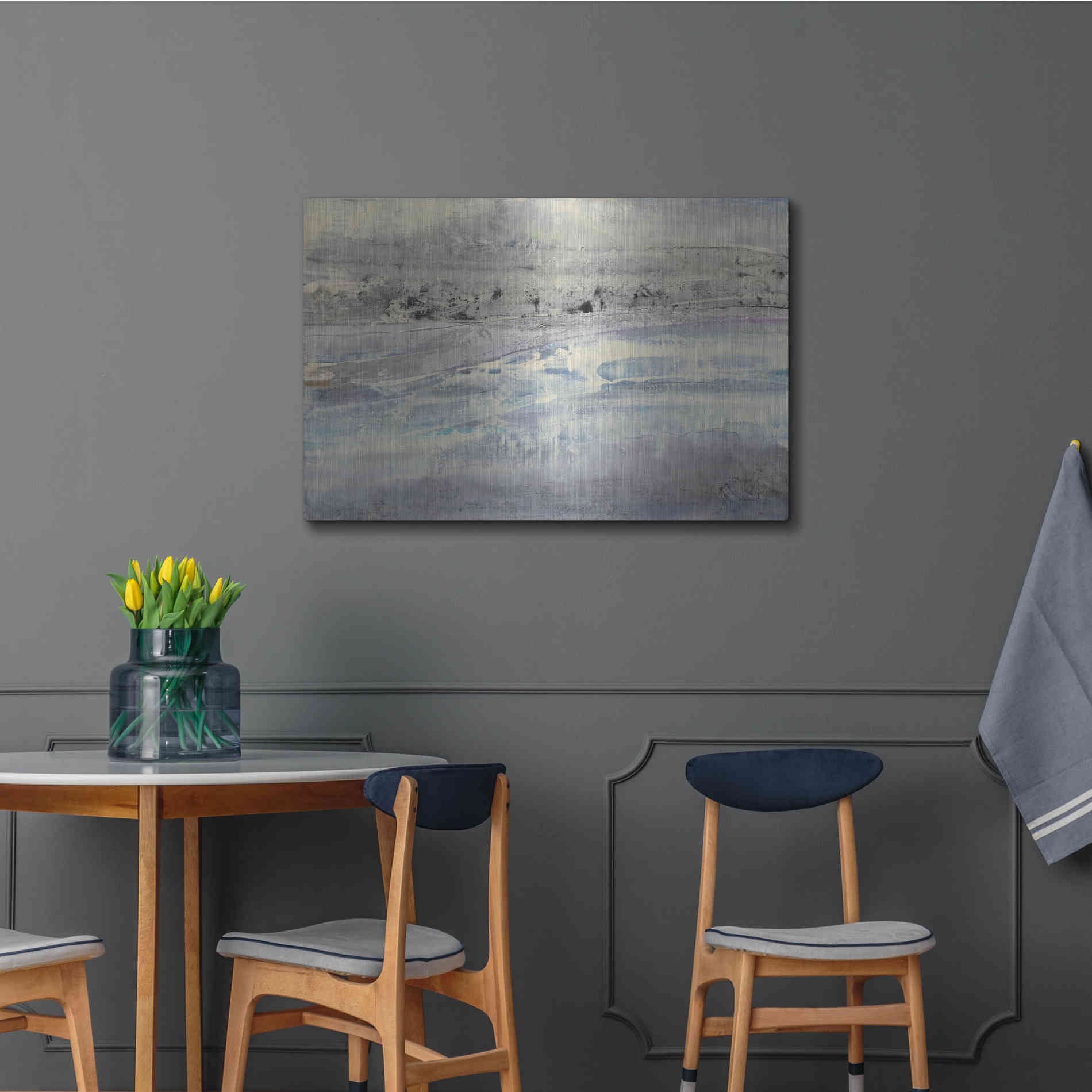 Luxe Metal Art 'Silver Horizon' by Albena Hristova, Metal Wall Art,36x24