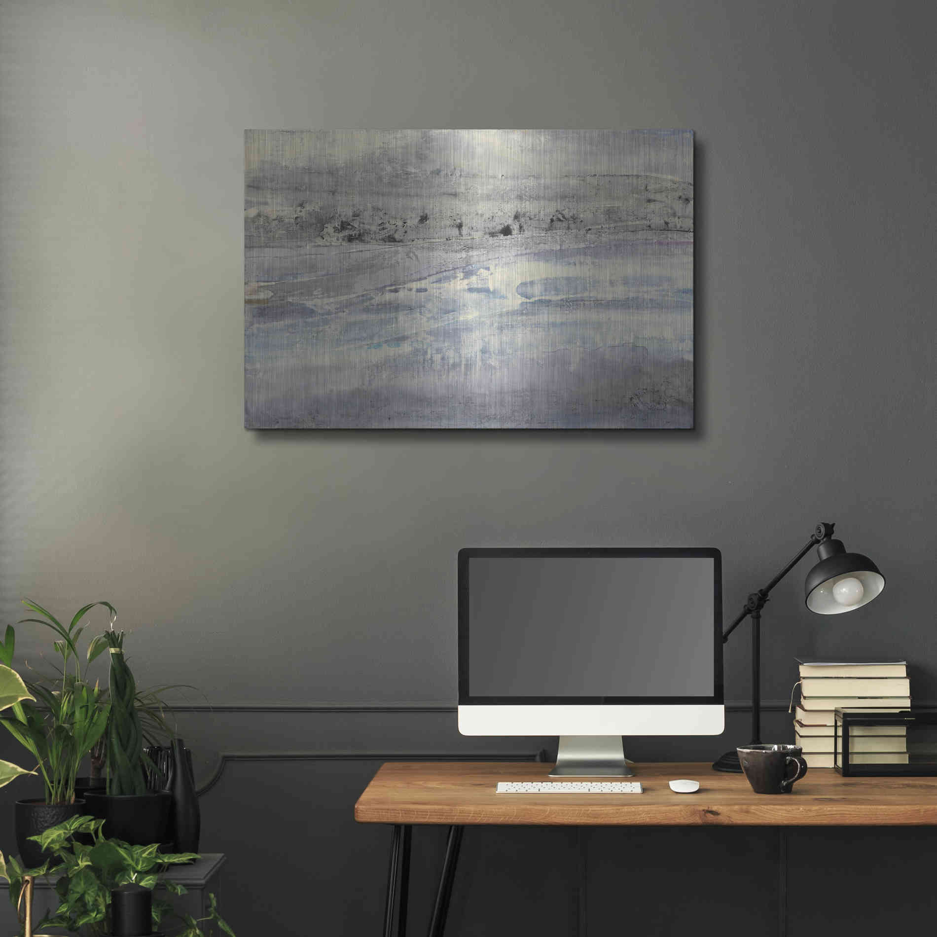 Luxe Metal Art 'Silver Horizon' by Albena Hristova, Metal Wall Art,36x24