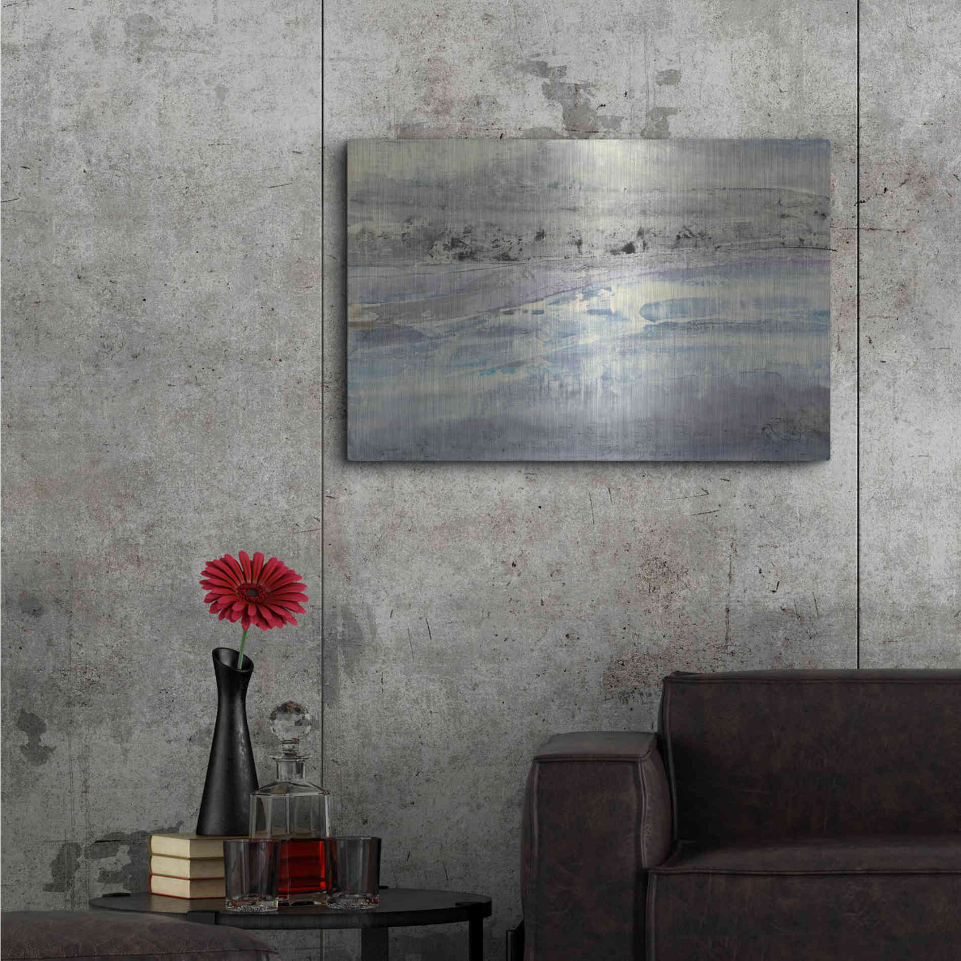 Luxe Metal Art 'Silver Horizon' by Albena Hristova, Metal Wall Art,36x24