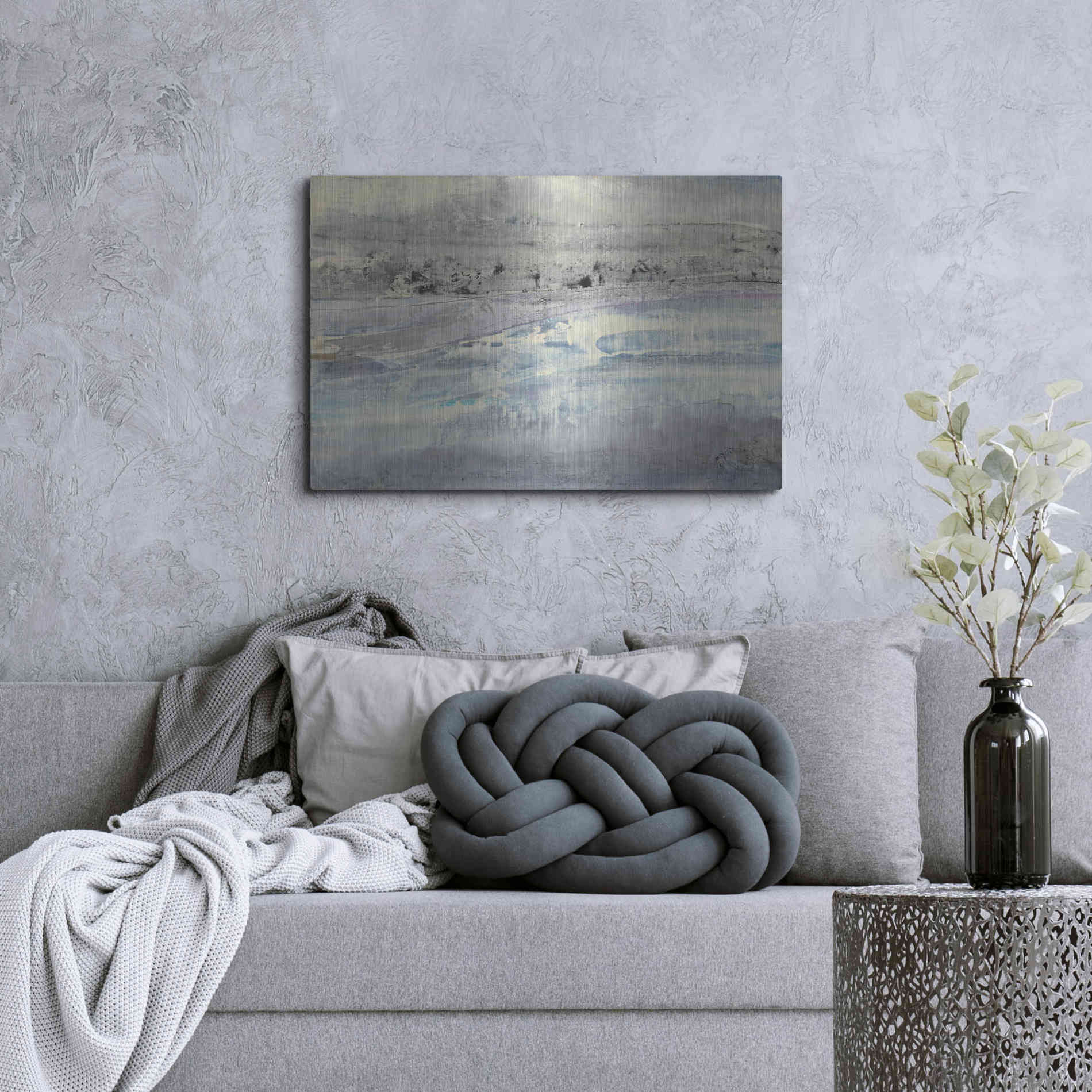 Luxe Metal Art 'Silver Horizon' by Albena Hristova, Metal Wall Art,36x24