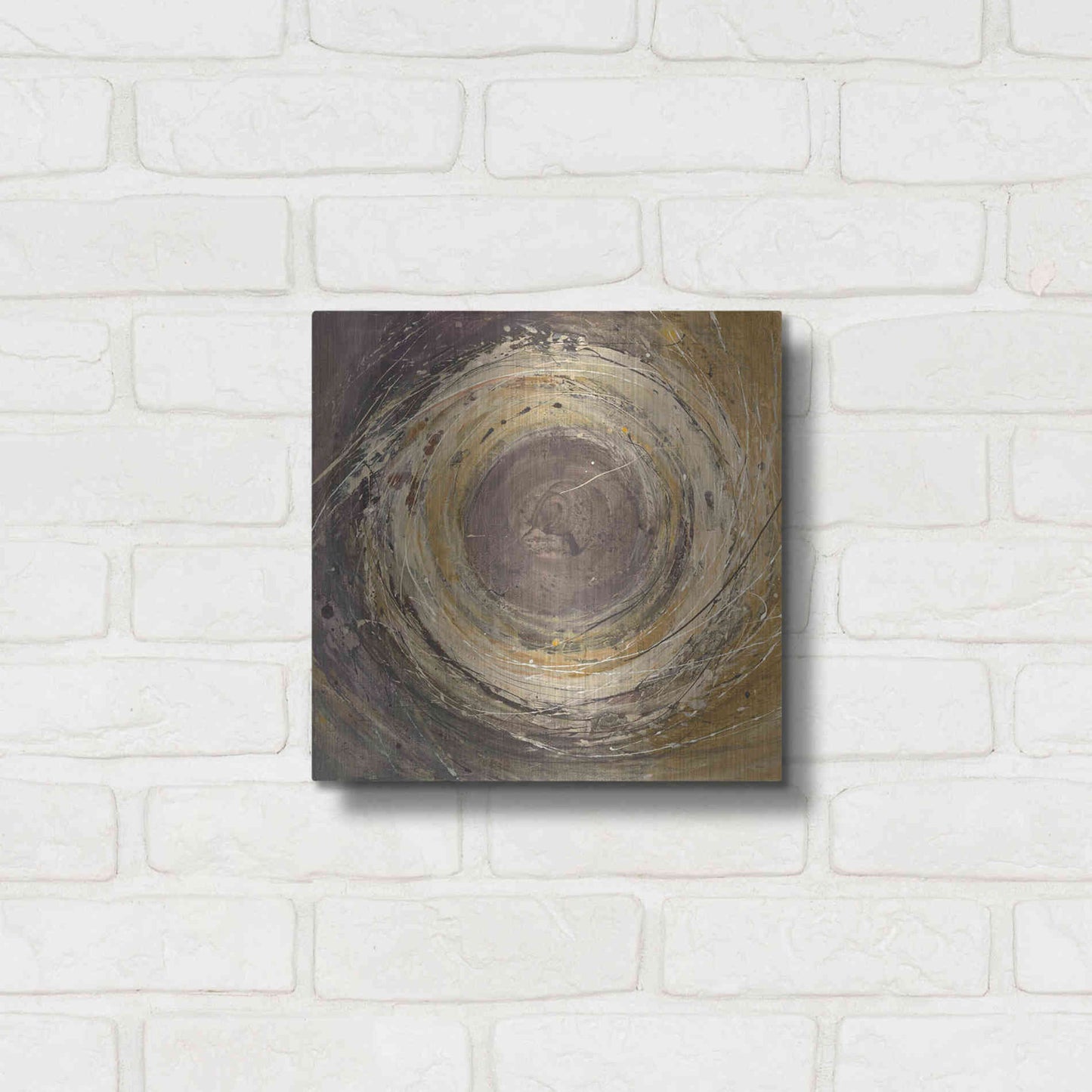 Luxe Metal Art 'Wooden Rings' by Albena Hristova, Metal Wall Art,12x12