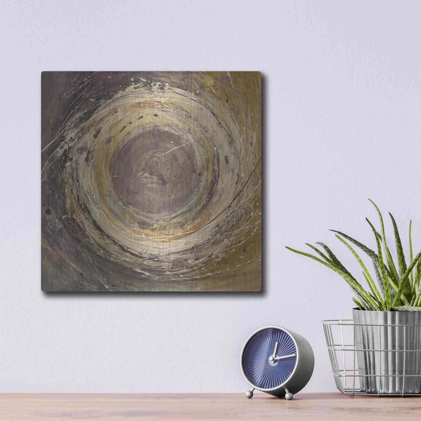 Luxe Metal Art 'Wooden Rings' by Albena Hristova, Metal Wall Art,12x12