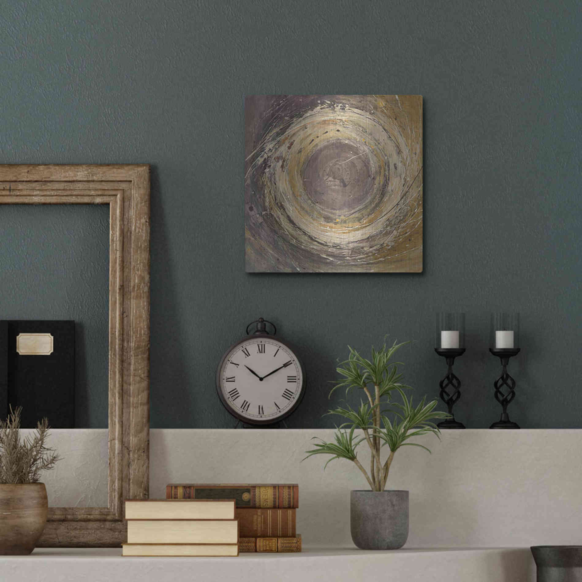 Luxe Metal Art 'Wooden Rings' by Albena Hristova, Metal Wall Art,12x12