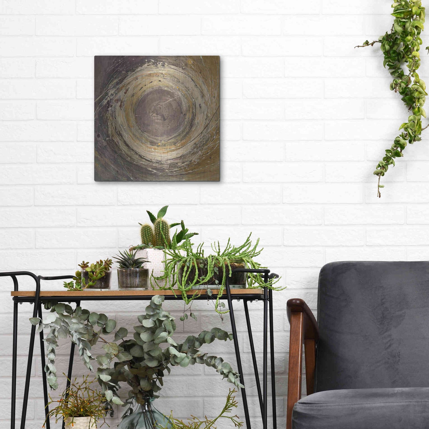 Luxe Metal Art 'Wooden Rings' by Albena Hristova, Metal Wall Art,12x12