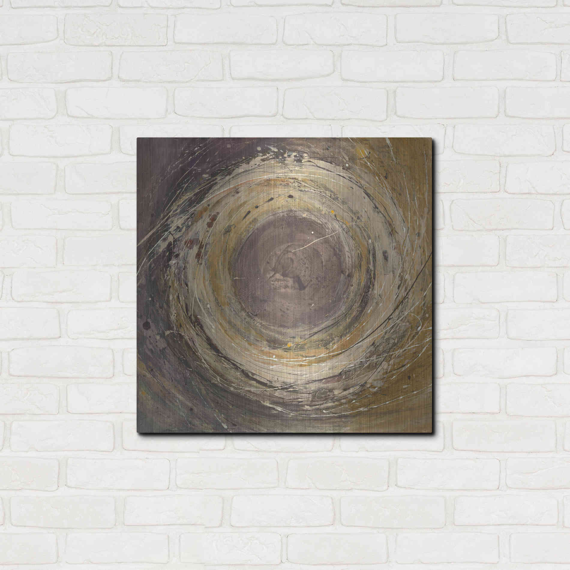 Luxe Metal Art 'Wooden Rings' by Albena Hristova, Metal Wall Art,24x24