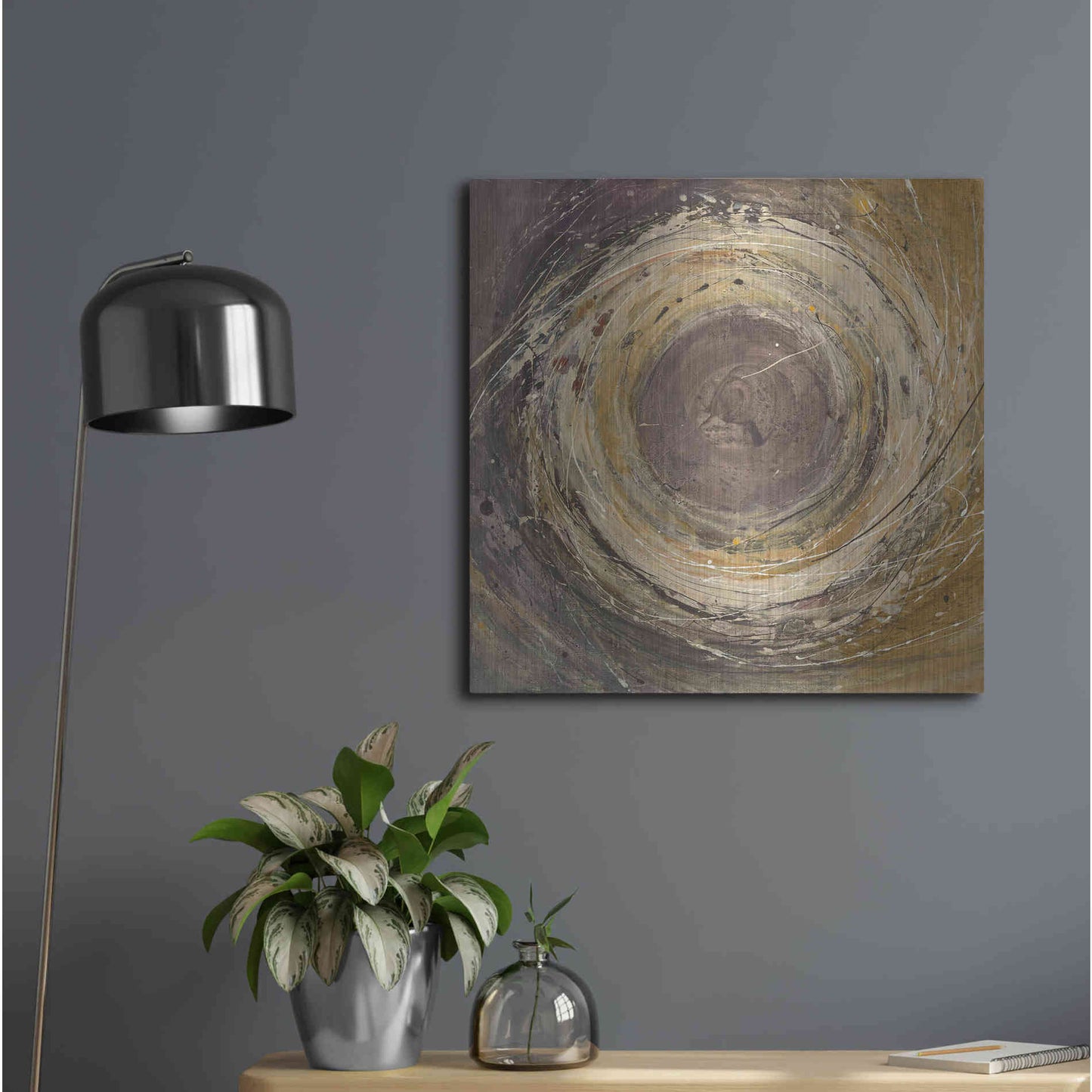 Luxe Metal Art 'Wooden Rings' by Albena Hristova, Metal Wall Art,24x24