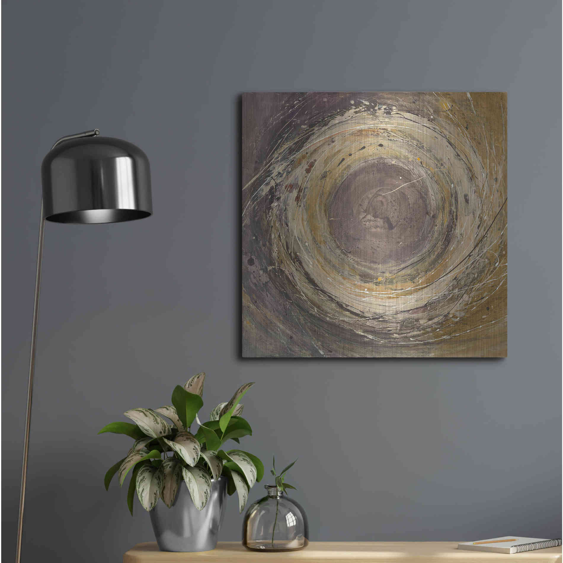 Luxe Metal Art 'Wooden Rings' by Albena Hristova, Metal Wall Art,24x24