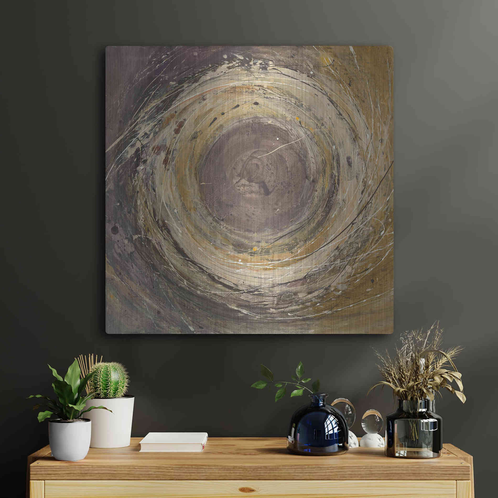 Luxe Metal Art 'Wooden Rings' by Albena Hristova, Metal Wall Art,24x24