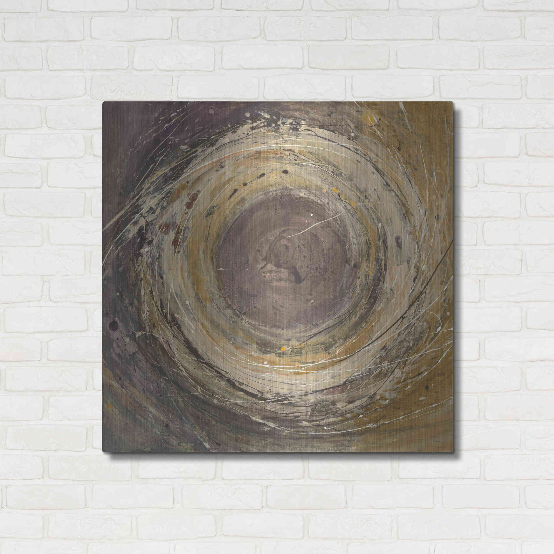 Luxe Metal Art 'Wooden Rings' by Albena Hristova, Metal Wall Art,36x36