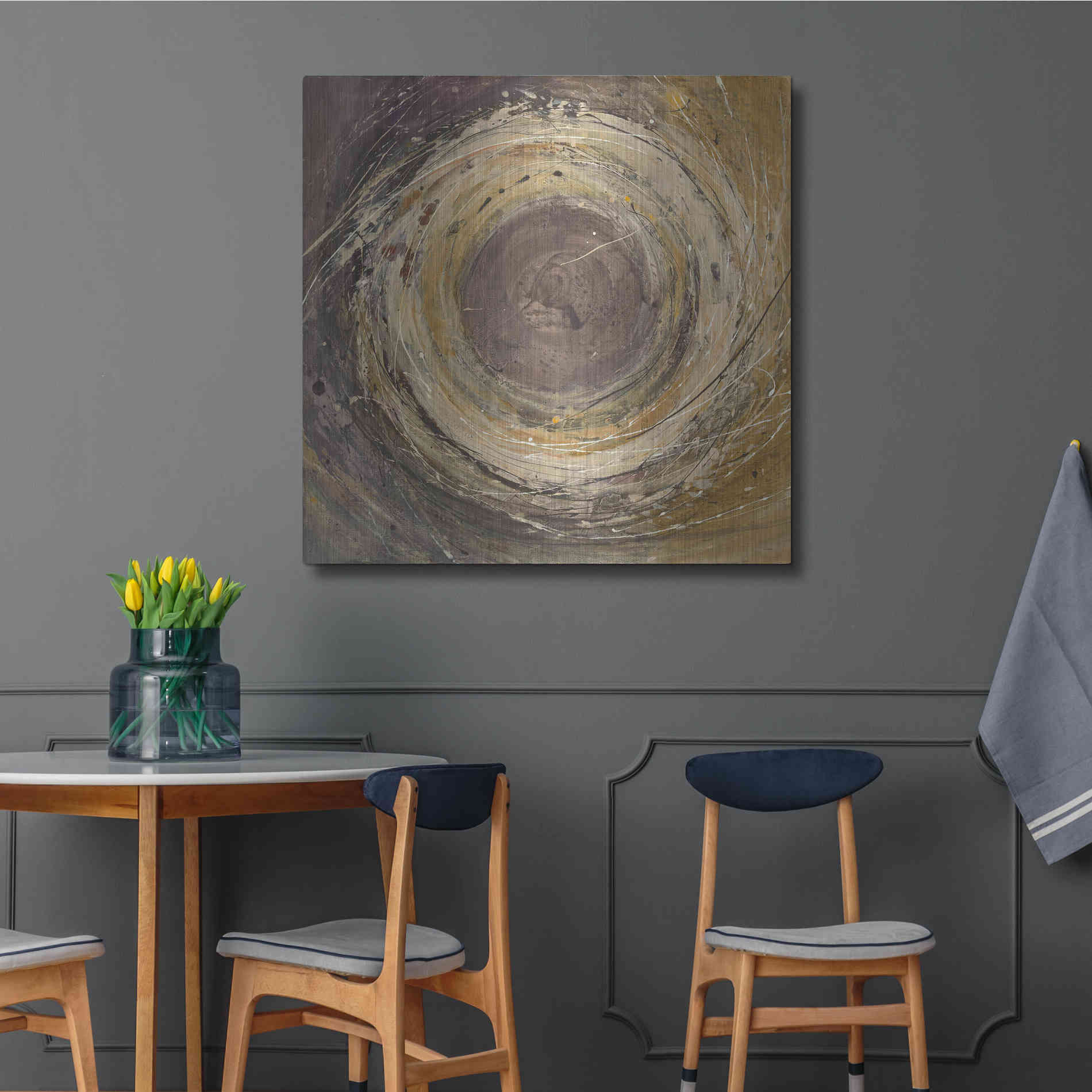 Luxe Metal Art 'Wooden Rings' by Albena Hristova, Metal Wall Art,36x36