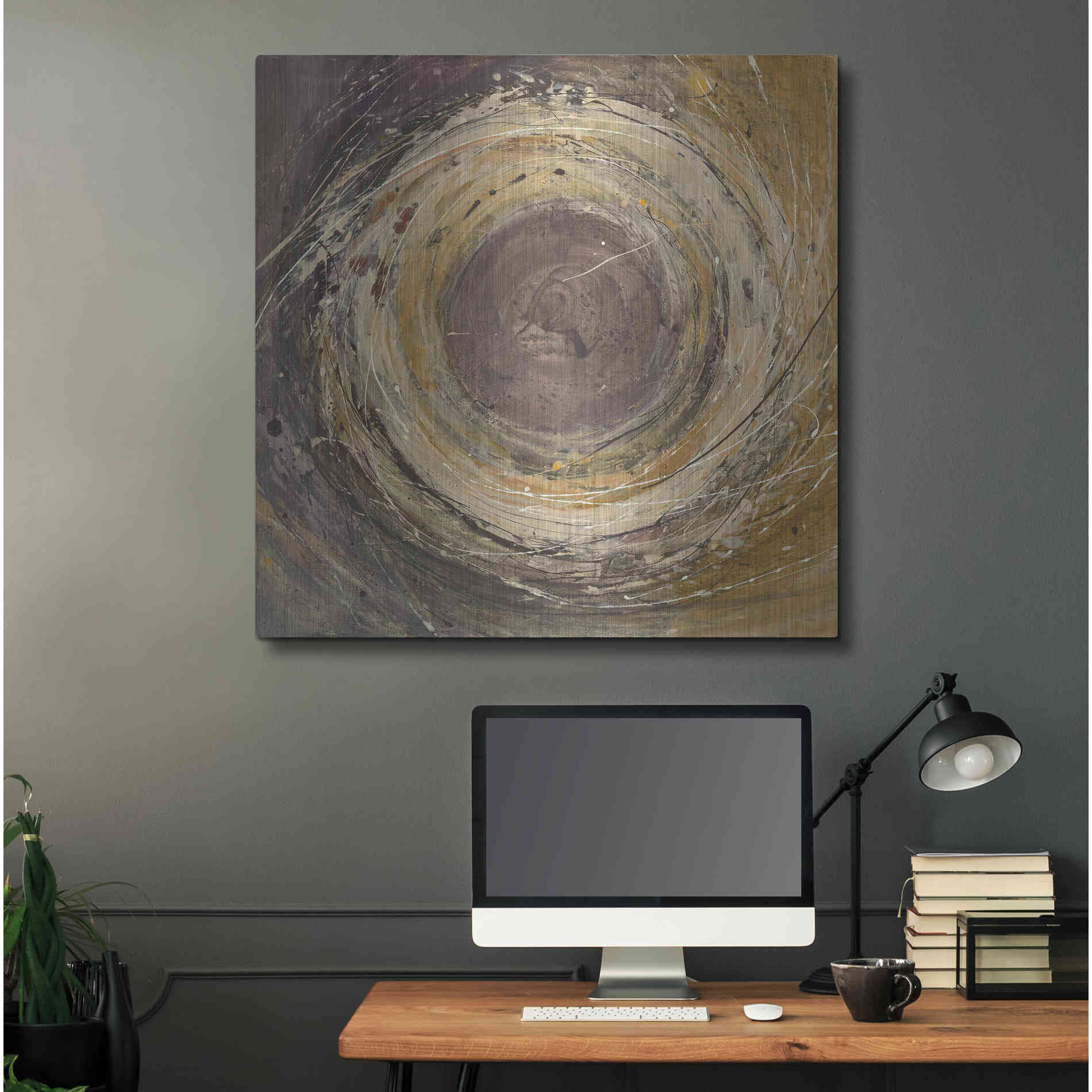 Luxe Metal Art 'Wooden Rings' by Albena Hristova, Metal Wall Art,36x36