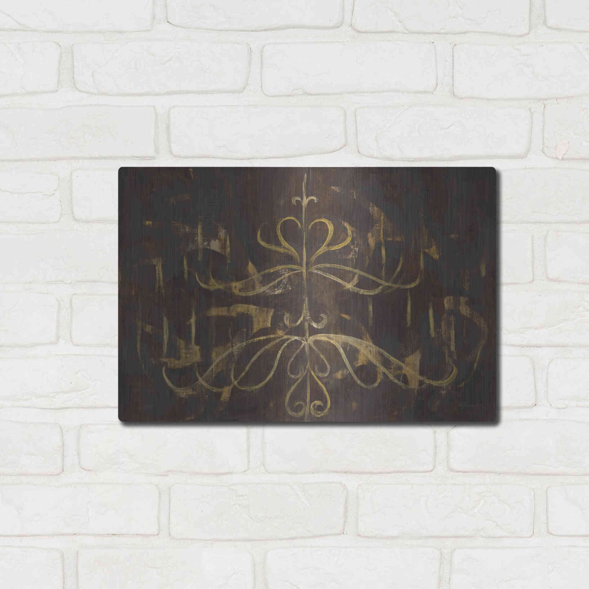 Luxe Metal Art 'Romantic Lines' by Albena Hristova, Metal Wall Art,16x12