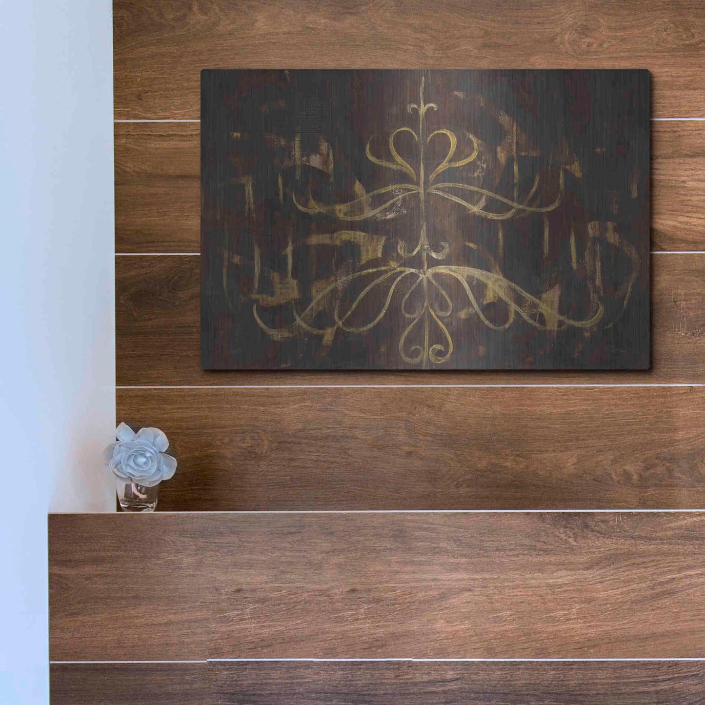 Luxe Metal Art 'Romantic Lines' by Albena Hristova, Metal Wall Art,16x12