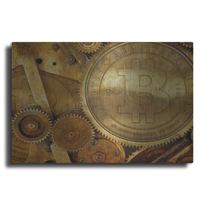 Luxe Metal Art 'Grunge Bitcoin One' by Steve Hunziker, Metal Wall Art