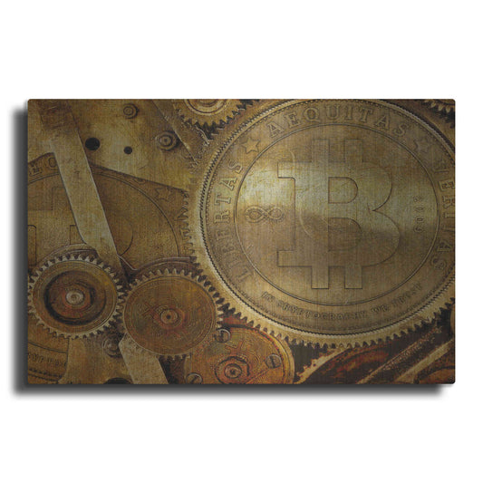 Luxe Metal Art 'Grunge Bitcoin One' by Steve Hunziker, Metal Wall Art