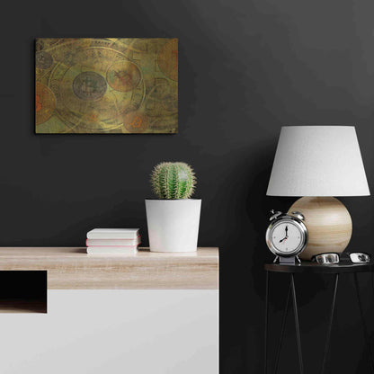 Luxe Metal Art 'Grunge Bitcoin Two' by Steve Hunziker, Metal Wall Art,24x16