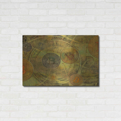 Luxe Metal Art 'Grunge Bitcoin Two' by Steve Hunziker, Metal Wall Art,36x24