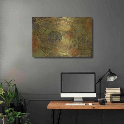 Luxe Metal Art 'Grunge Bitcoin Two' by Steve Hunziker, Metal Wall Art,36x24