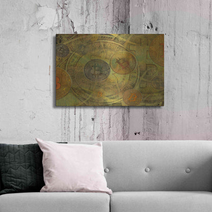 Luxe Metal Art 'Grunge Bitcoin Two' by Steve Hunziker, Metal Wall Art,36x24