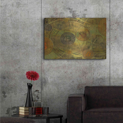 Luxe Metal Art 'Grunge Bitcoin Two' by Steve Hunziker, Metal Wall Art,36x24