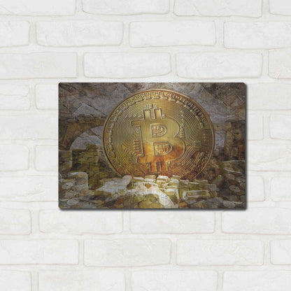 Luxe Metal Art 'Bitcoin New Age Four' by Steve Hunziker, Metal Wall Art,16x12