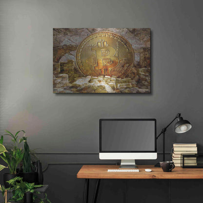 Luxe Metal Art 'Bitcoin New Age Four' by Steve Hunziker, Metal Wall Art,36x24
