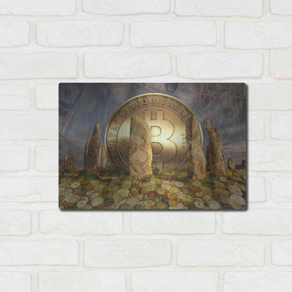 Luxe Metal Art 'Bitcoin New Age Three' by Steve Hunziker, Metal Wall Art,16x12