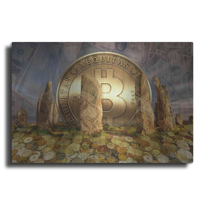 Luxe Metal Art 'Bitcoin New Age Three' by Steve Hunziker, Metal Wall Art