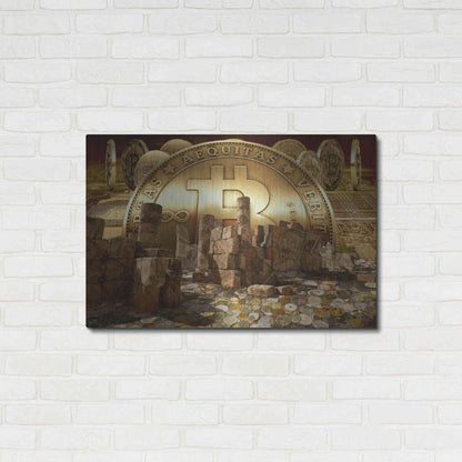 Luxe Metal Art 'Bitcoin New Age Seven' by Steve Hunziker, Metal Wall Art,36x24