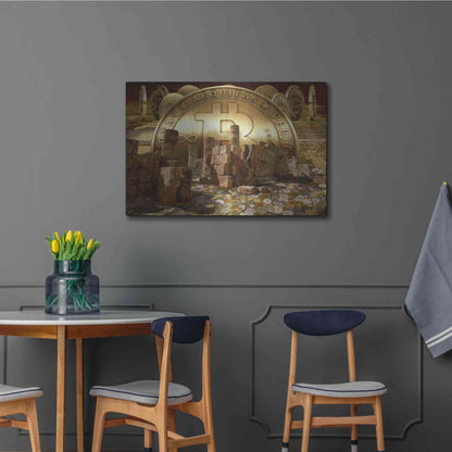 Luxe Metal Art 'Bitcoin New Age Seven' by Steve Hunziker, Metal Wall Art,36x24