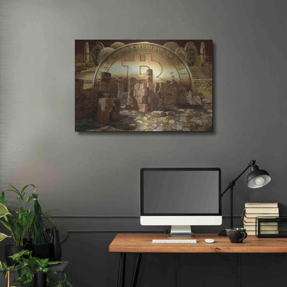 Luxe Metal Art 'Bitcoin New Age Seven' by Steve Hunziker, Metal Wall Art,36x24