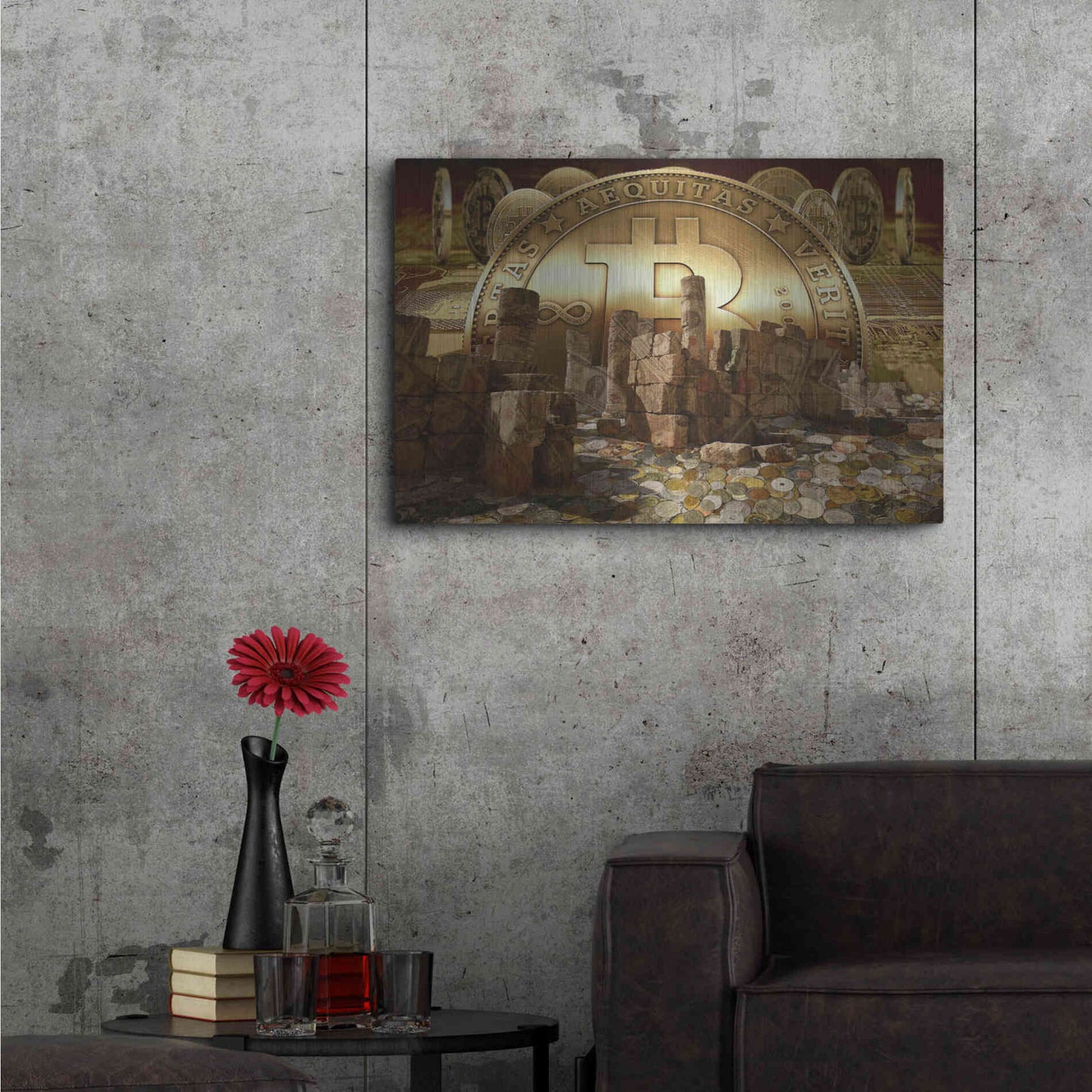 Luxe Metal Art 'Bitcoin New Age Seven' by Steve Hunziker, Metal Wall Art,36x24