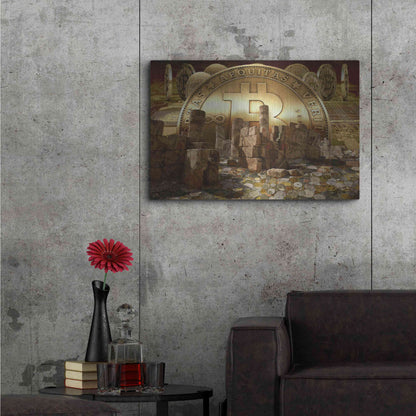 Luxe Metal Art 'Bitcoin New Age Seven' by Steve Hunziker, Metal Wall Art,36x24