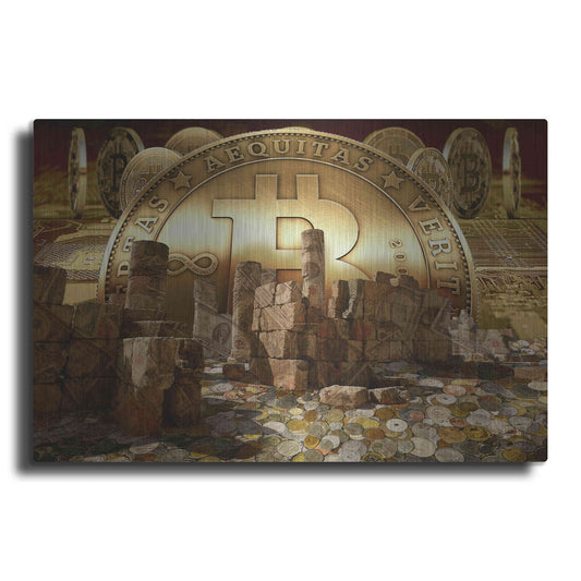 Luxe Metal Art 'Bitcoin New Age Seven' by Steve Hunziker, Metal Wall Art