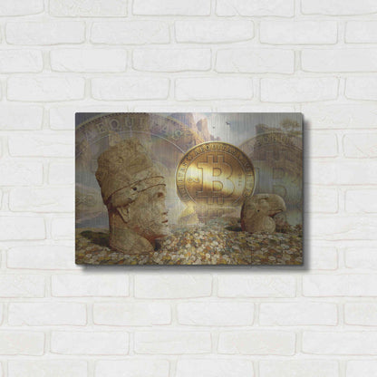 Luxe Metal Art 'Bitcoin New Age Eight' by Steve Hunziker, Metal Wall Art,24x16