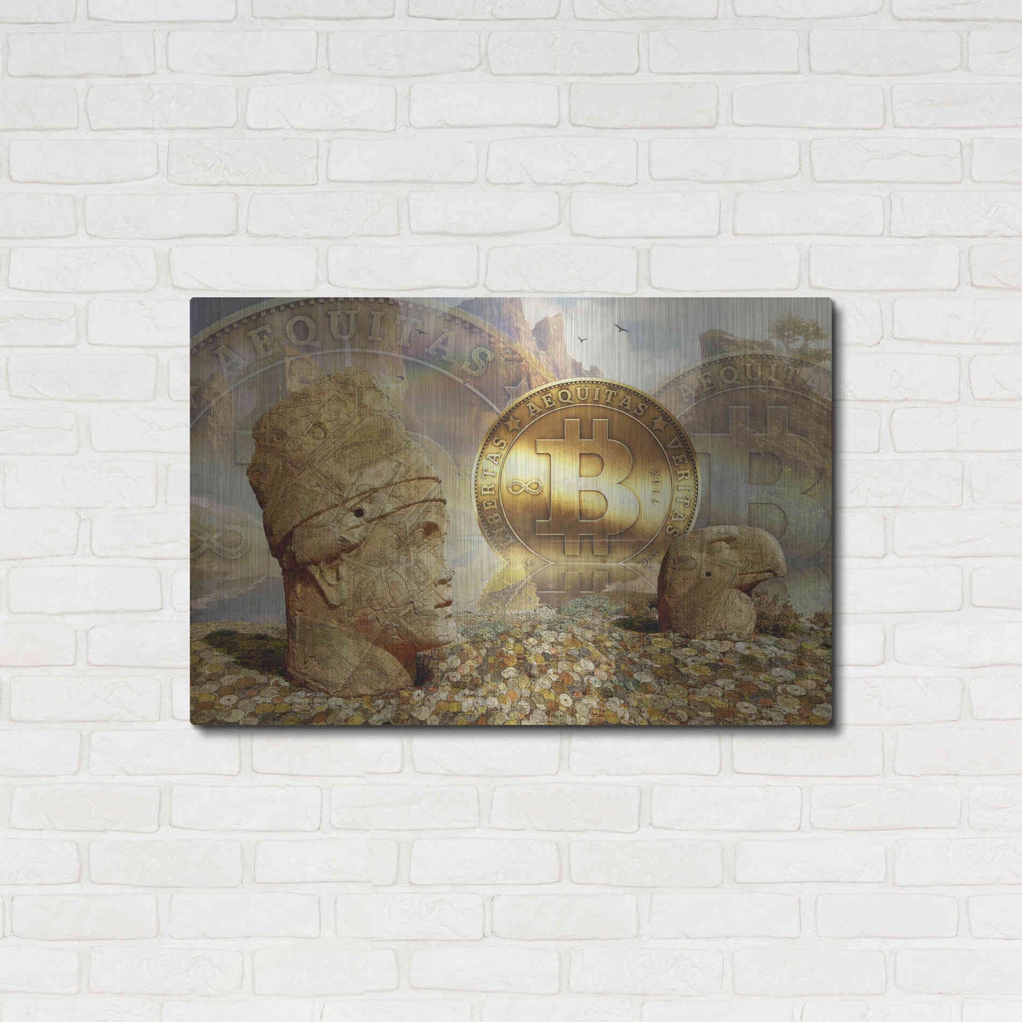 Luxe Metal Art 'Bitcoin New Age Eight' by Steve Hunziker, Metal Wall Art,36x24