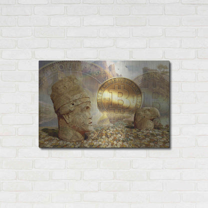 Luxe Metal Art 'Bitcoin New Age Eight' by Steve Hunziker, Metal Wall Art,36x24