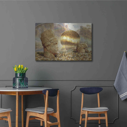 Luxe Metal Art 'Bitcoin New Age Eight' by Steve Hunziker, Metal Wall Art,36x24