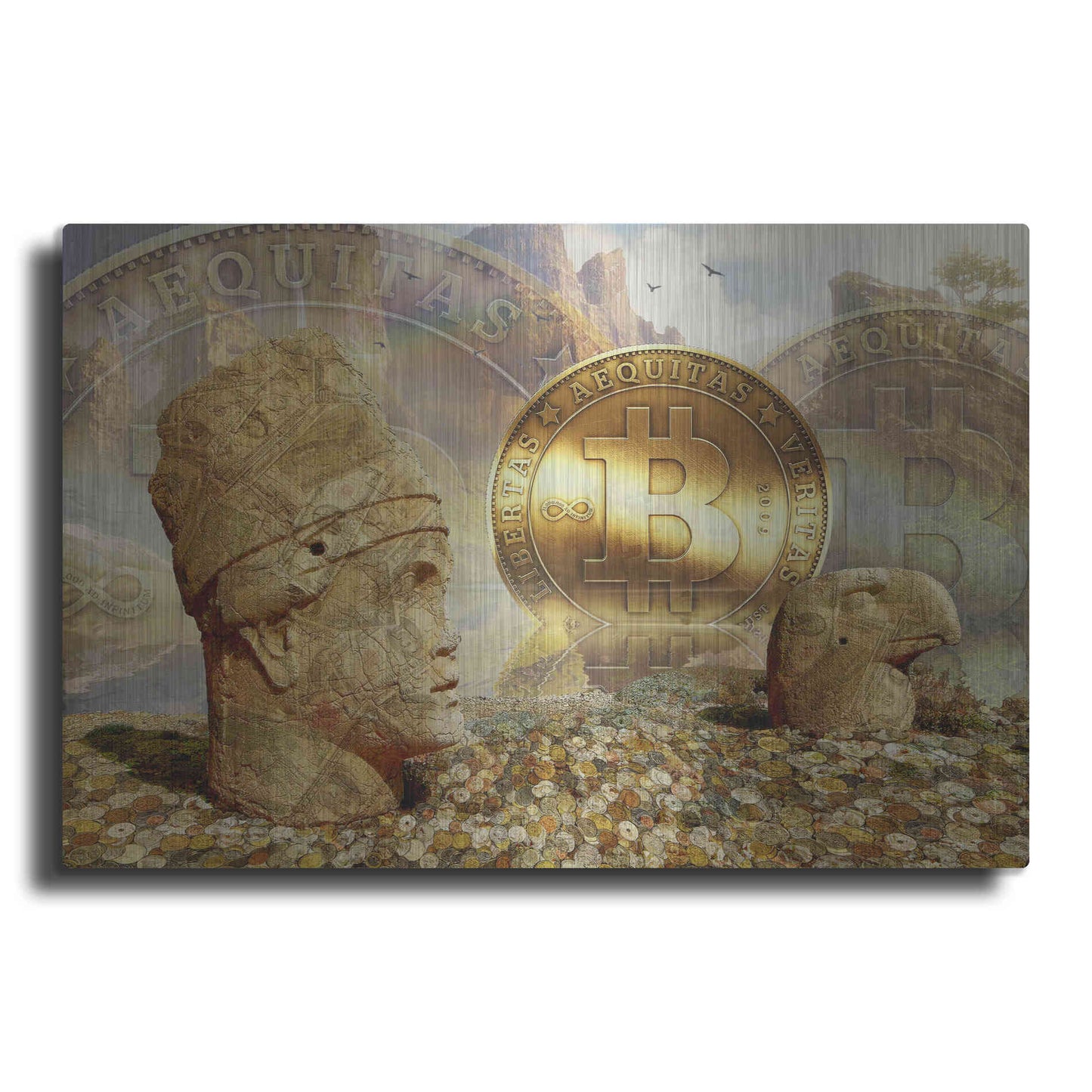 Luxe Metal Art 'Bitcoin New Age Eight' by Steve Hunziker, Metal Wall Art