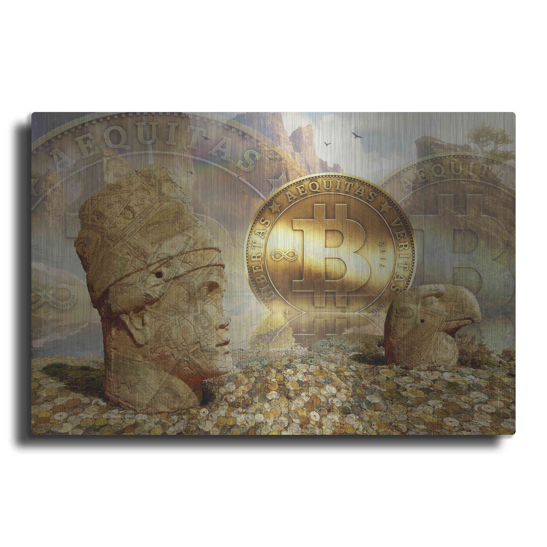 Luxe Metal Art 'Bitcoin New Age Eight' by Steve Hunziker, Metal Wall Art