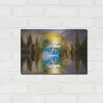 Luxe Metal Art 'Bitcoin New Age Five' by Steve Hunziker, Metal Wall Art,16x12