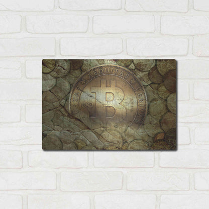 Luxe Metal Art 'Bitcoin-New Age One' by Steve Hunziker, Metal Wall Art,16x12