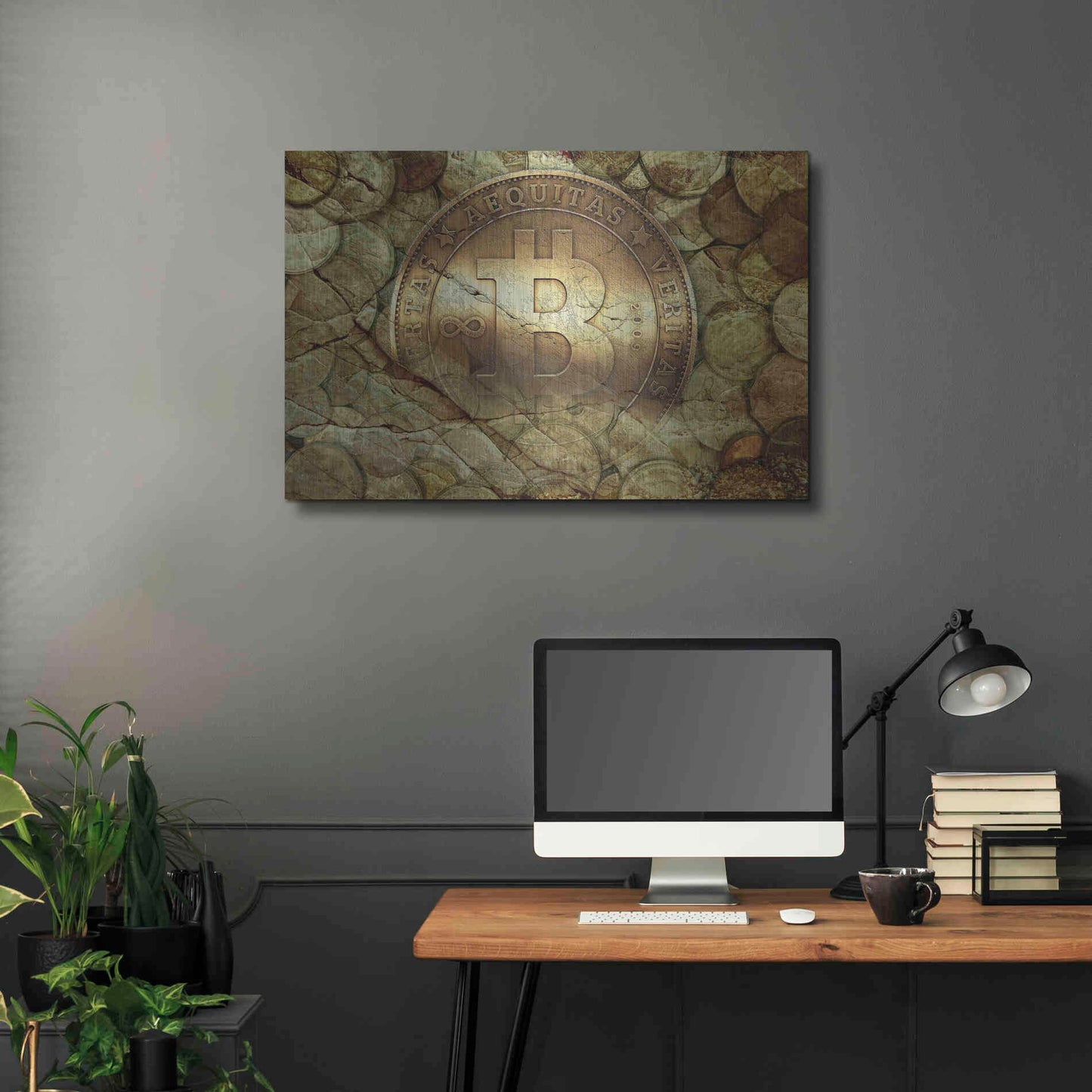 Luxe Metal Art 'Bitcoin-New Age One' by Steve Hunziker, Metal Wall Art,36x24