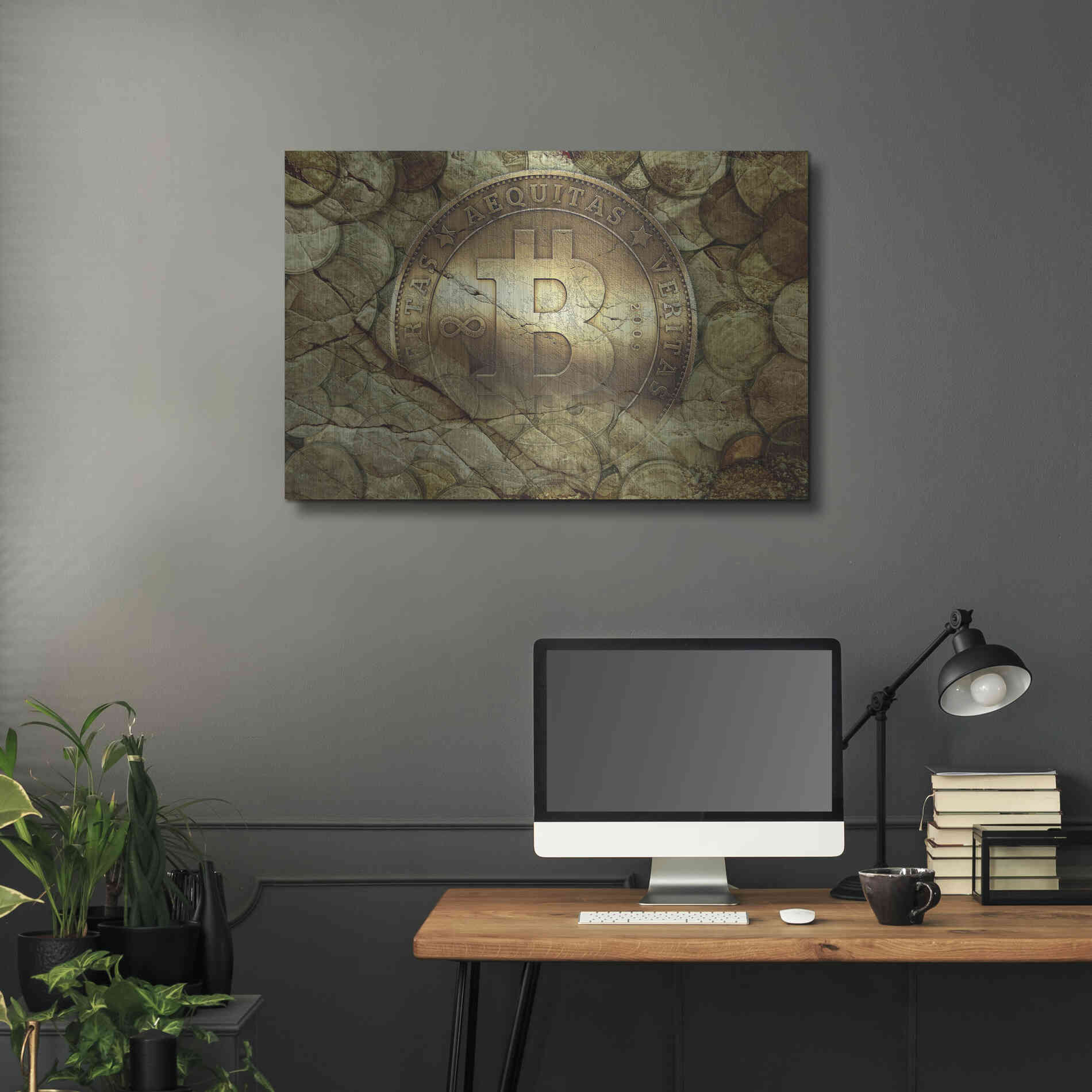 Luxe Metal Art 'Bitcoin-New Age One' by Steve Hunziker, Metal Wall Art,36x24