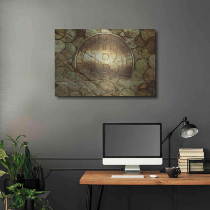 Luxe Metal Art 'Bitcoin-New Age One' by Steve Hunziker, Metal Wall Art,36x24