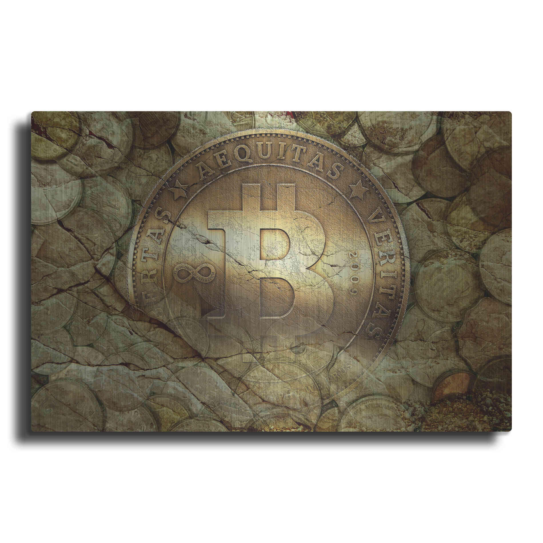 Luxe Metal Art 'Bitcoin-New Age One' by Steve Hunziker, Metal Wall Art