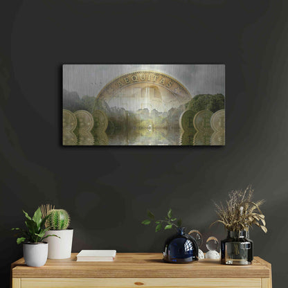 Luxe Metal Art 'Bitcoin New Age Two' by Steve Hunziker, Metal Wall Art,24x12