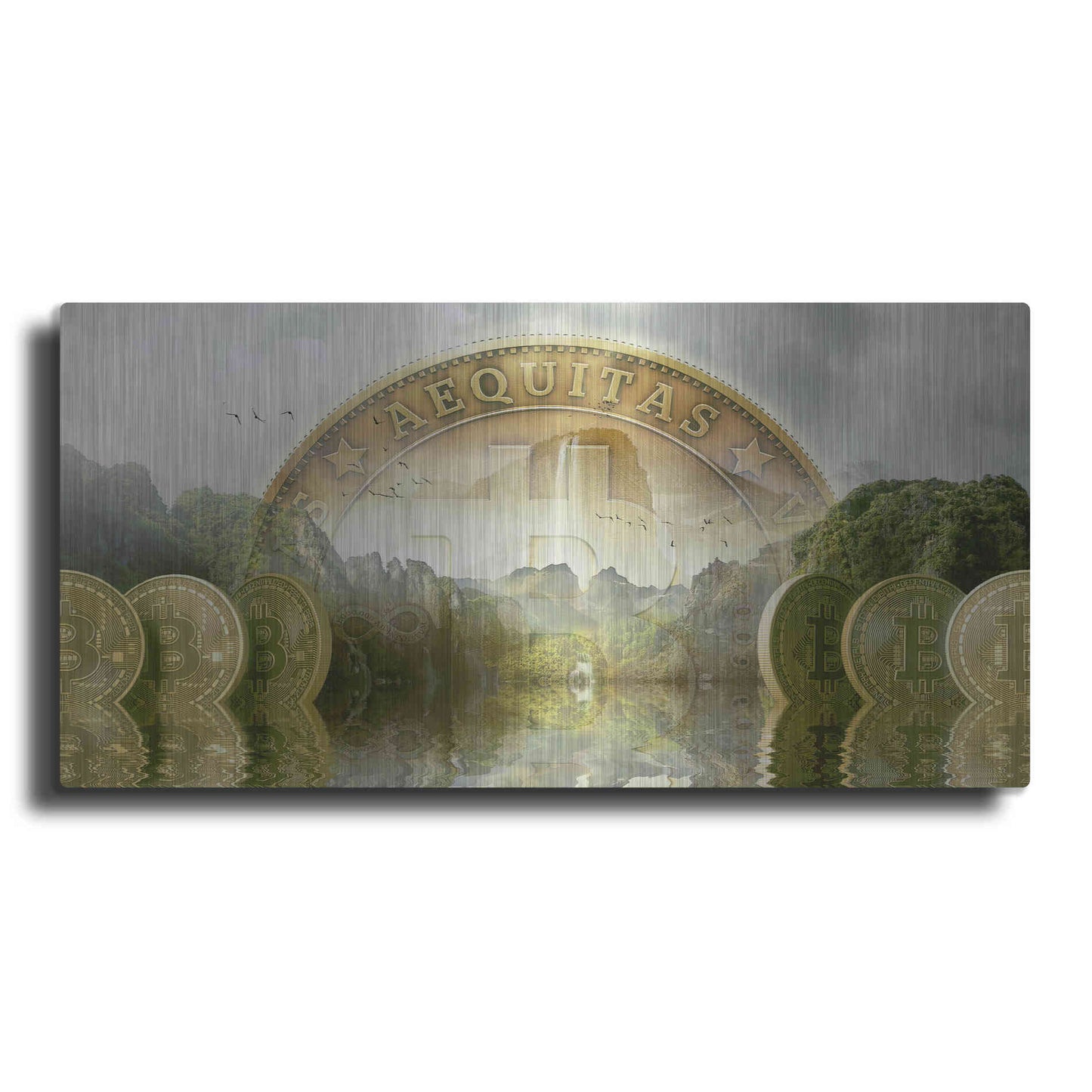 Luxe Metal Art 'Bitcoin New Age Two' by Steve Hunziker, Metal Wall Art